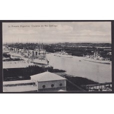 RIO SANTIAGO ENSENADA CRUCEROS DE LA MARINA DE GUERRA ANTIGUA TARJETA POSTAL